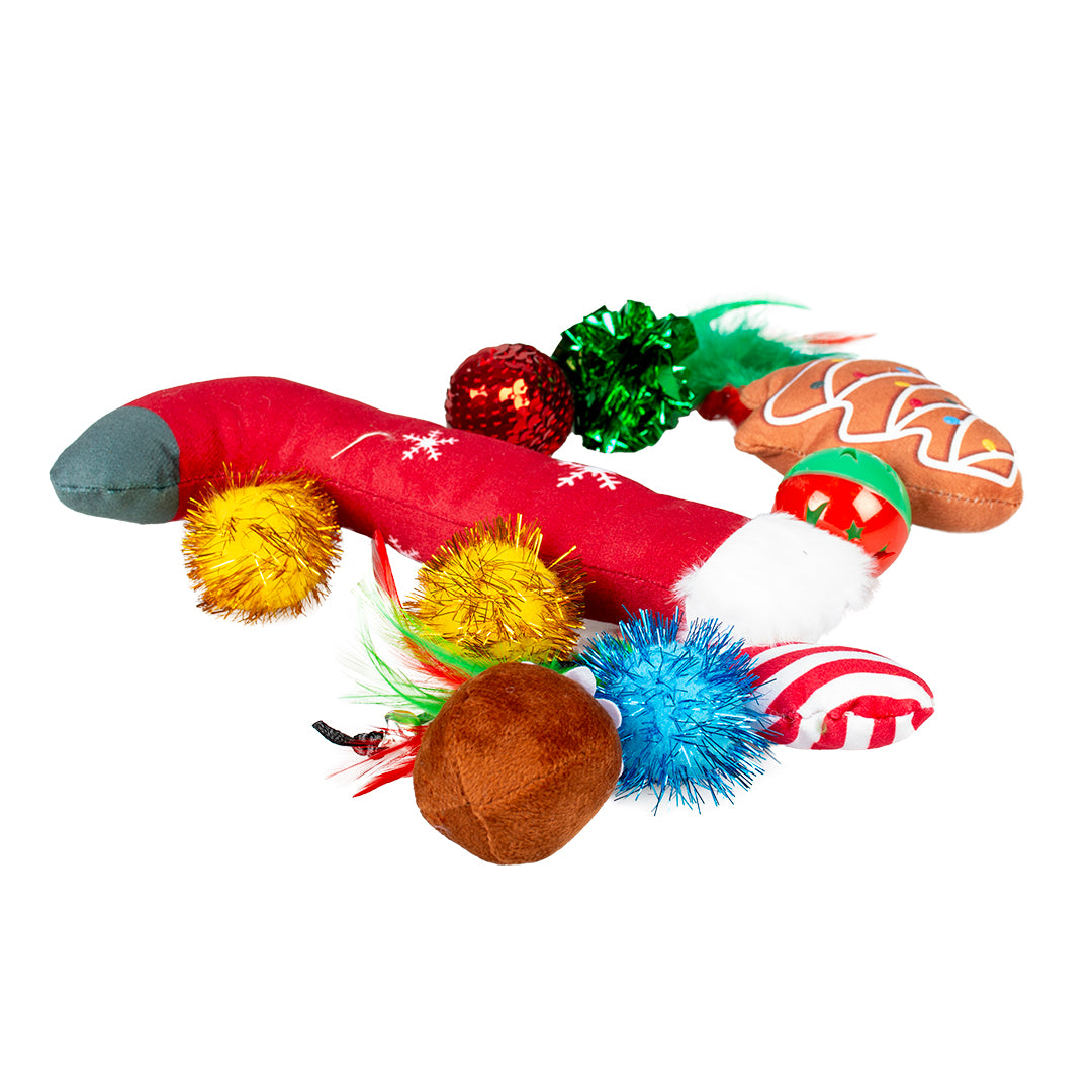 Christmas Gift bag - 10 cat toys Multicolour