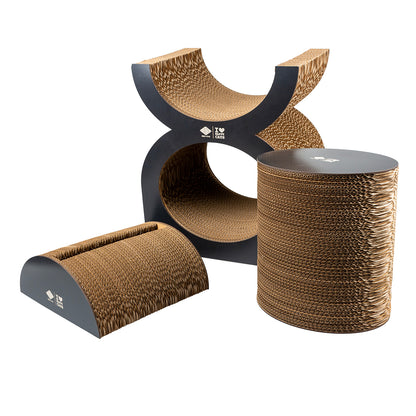 FAYE - Cardboard scratcher playground Brown/black