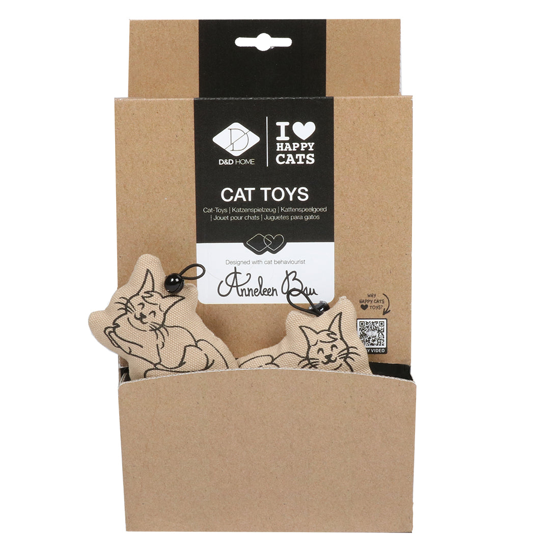 RELAXING HAPPY CAT - Cat toy with bell display Beige