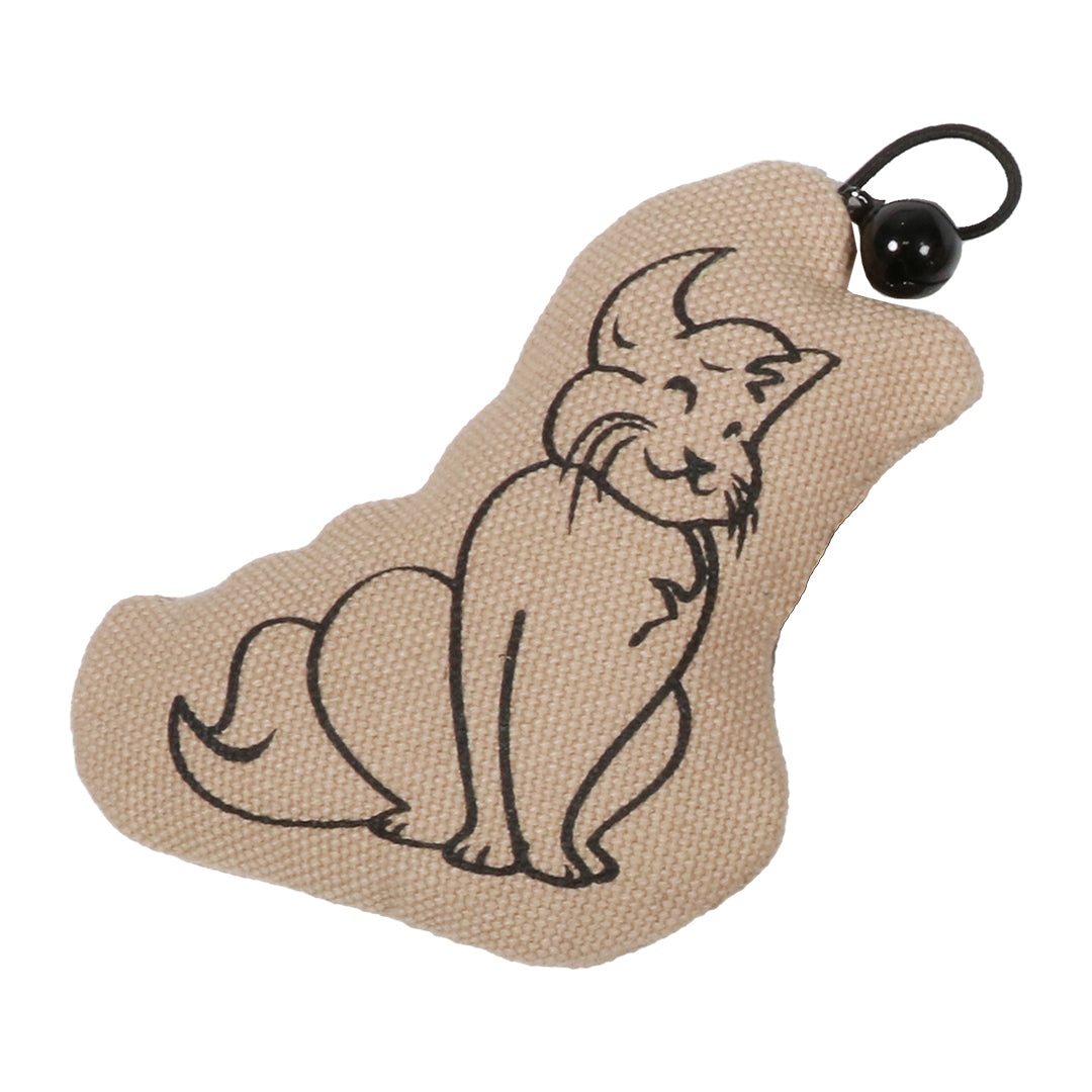 SITTING HAPPY CAT - Cat toy with bell display Beige