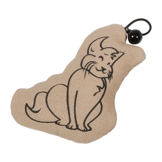 SITTING HAPPY CAT - Cat toy with bell display Beige
