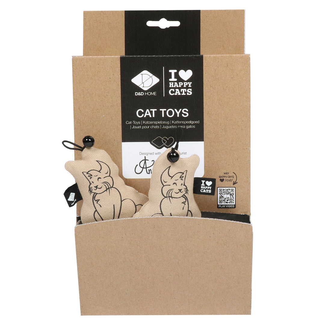 SITTING HAPPY CAT - Cat toy with bell display Beige