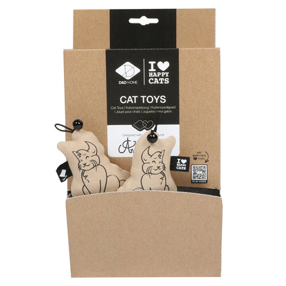 SITTING HAPPY CAT - Cat toy with bell display Beige